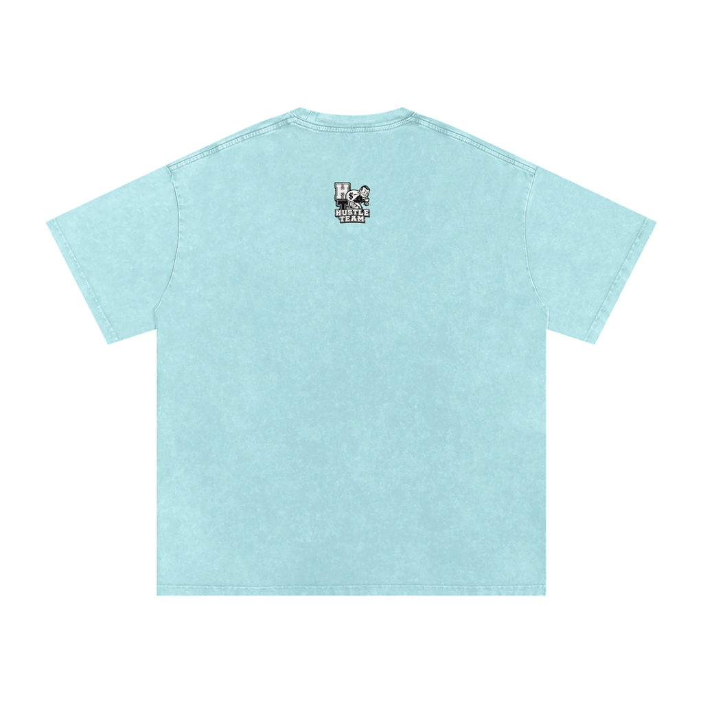 Hustle Team Logo Snow Washed Oversized Cotton T-Shirt