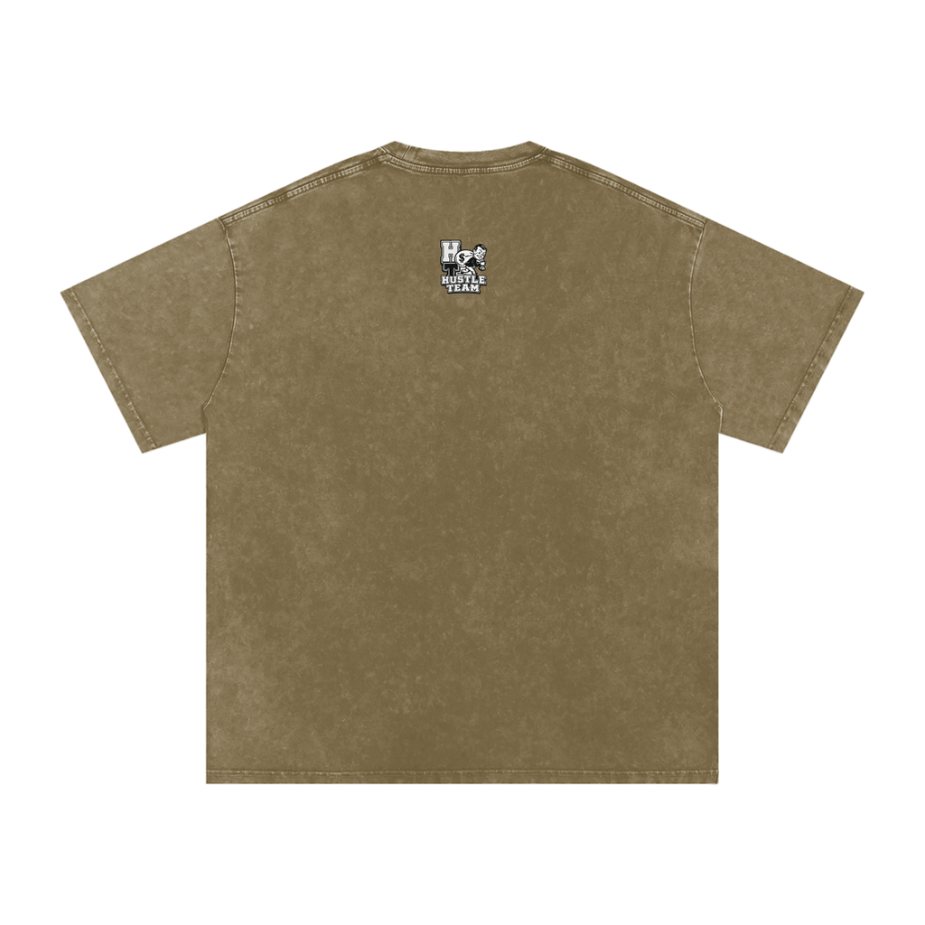 Hustle Team Logo Snow Washed Oversized Cotton T-Shirt