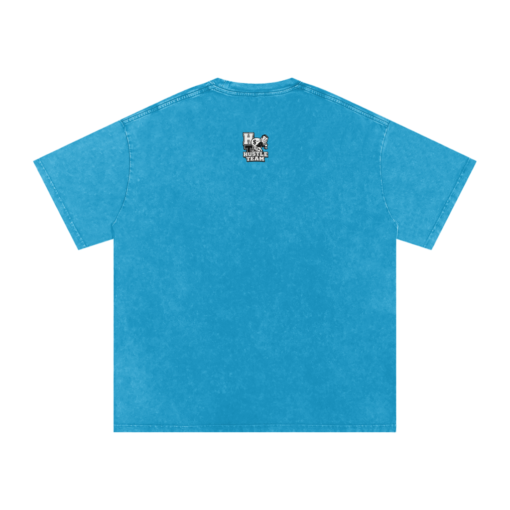 Hustle Team Logo Snow Washed Oversized Cotton T-Shirt