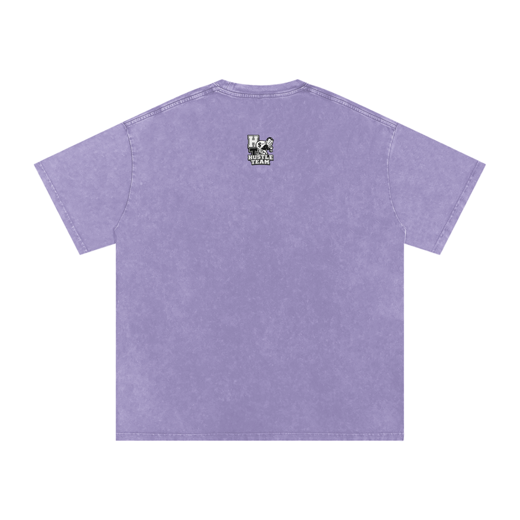 Hustle Team Logo Snow Washed Oversized Cotton T-Shirt