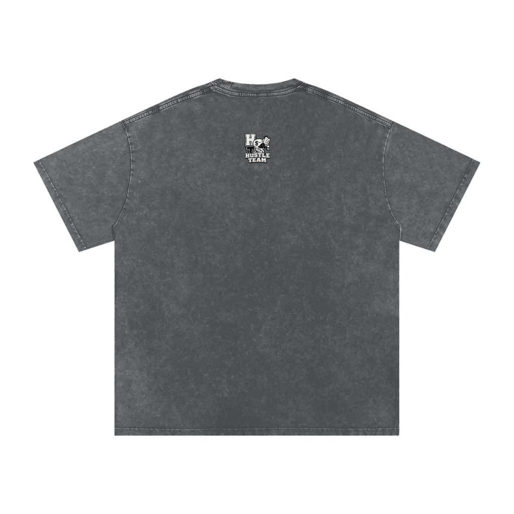 Hustle Team Logo Snow Washed Oversized Cotton T-Shirt