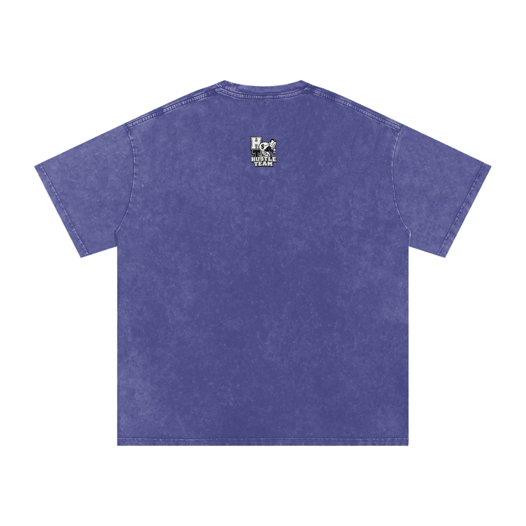 Hustle Team Logo Snow Washed Oversized Cotton T-Shirt
