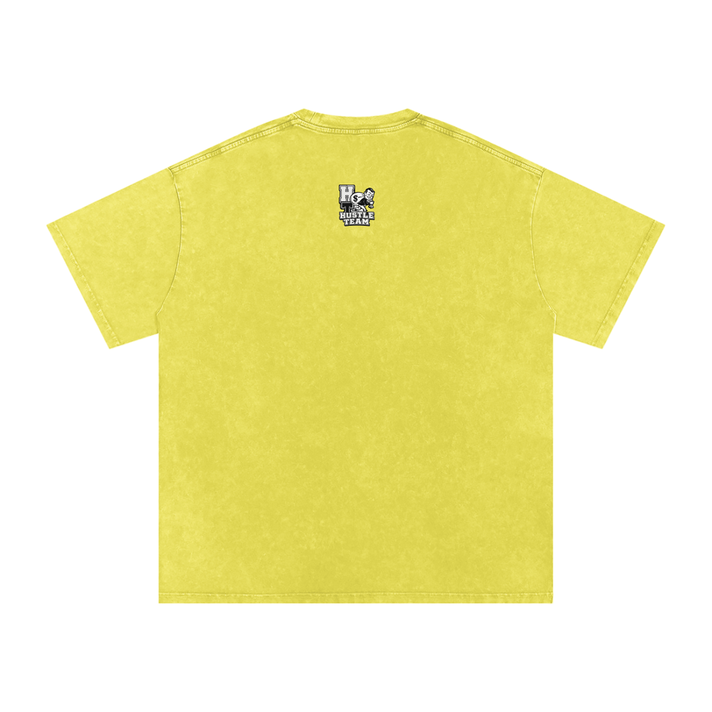 Hustle Team Logo Snow Washed Oversized Cotton T-Shirt