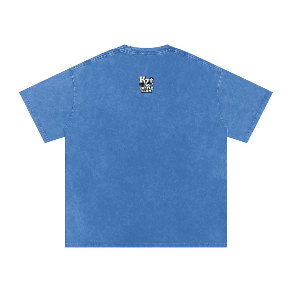 Hustle Team Logo Snow Washed Oversized Cotton T-Shirt
