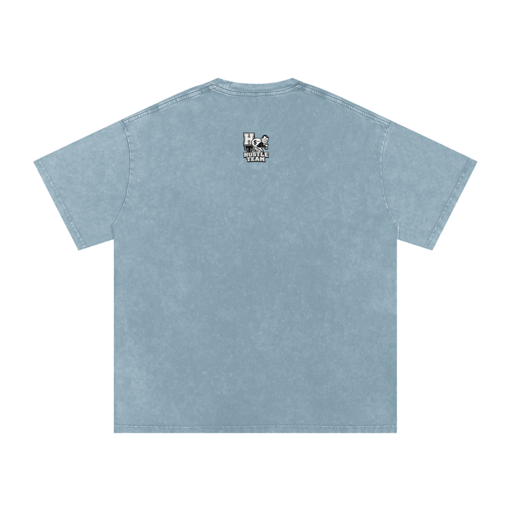 Hustle Team Logo Snow Washed Oversized Cotton T-Shirt