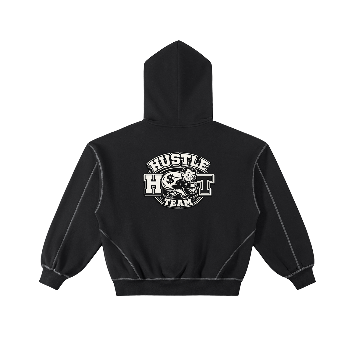 HT Contrast-Stitched Boxy Fleece Zip Hoodie – Hustle Team Clothing HT Contrast-Stitched Boxy Fleece Zip Hoodie – Hustle Team Clothing