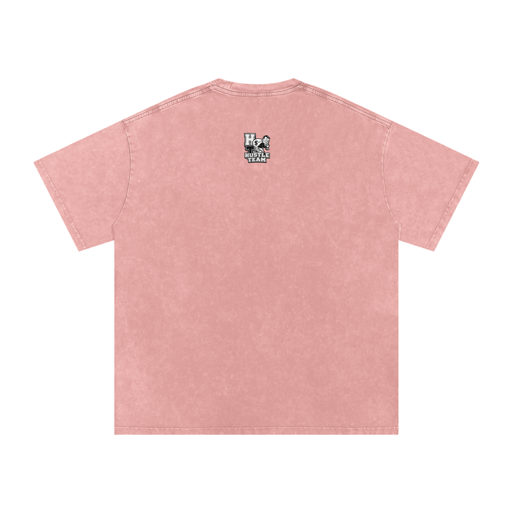 Hustle Team Logo Snow Washed Oversized Cotton T-Shirt