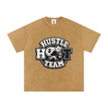 Hustle Team Logo Snow Washed Oversized Cotton T-Shirt
