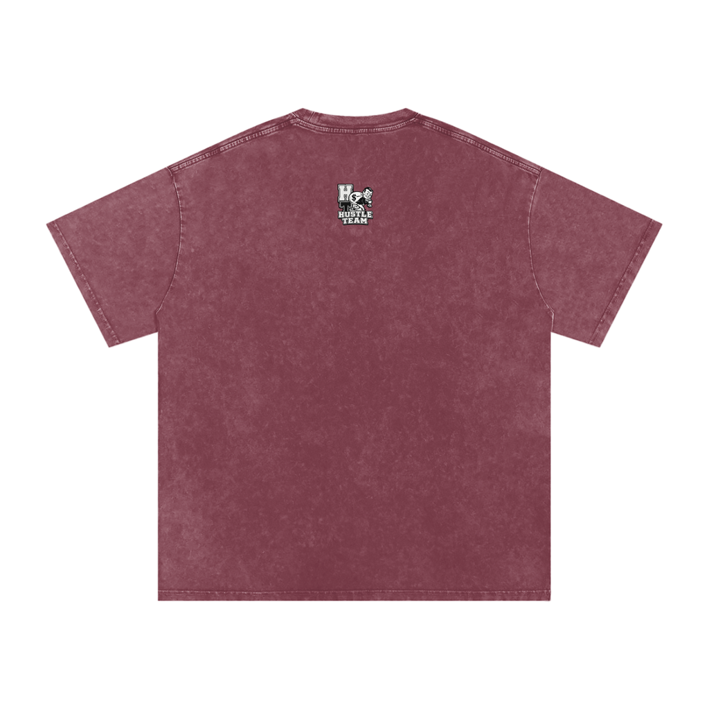 Hustle Team Logo Snow Washed Oversized Cotton T-Shirt
