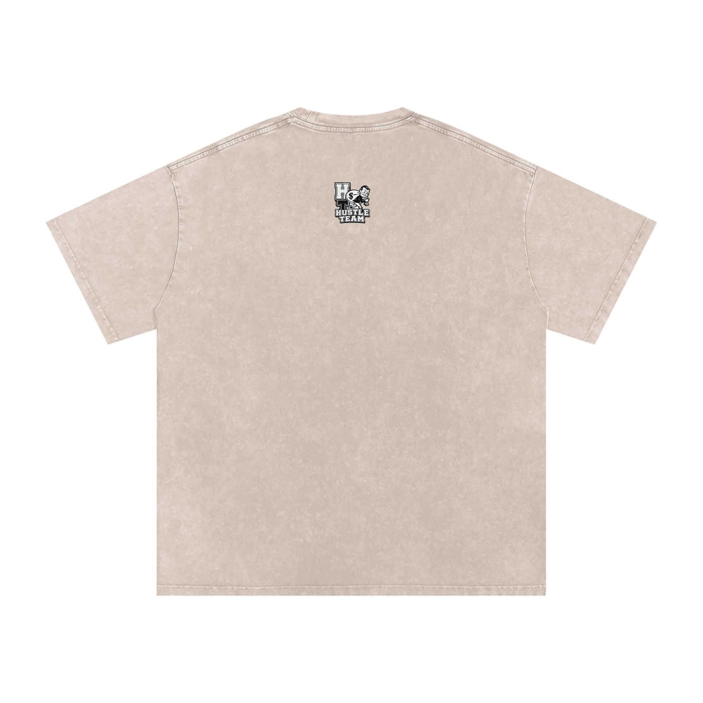 Hustle Team Logo Snow Washed Oversized Cotton T-Shirt