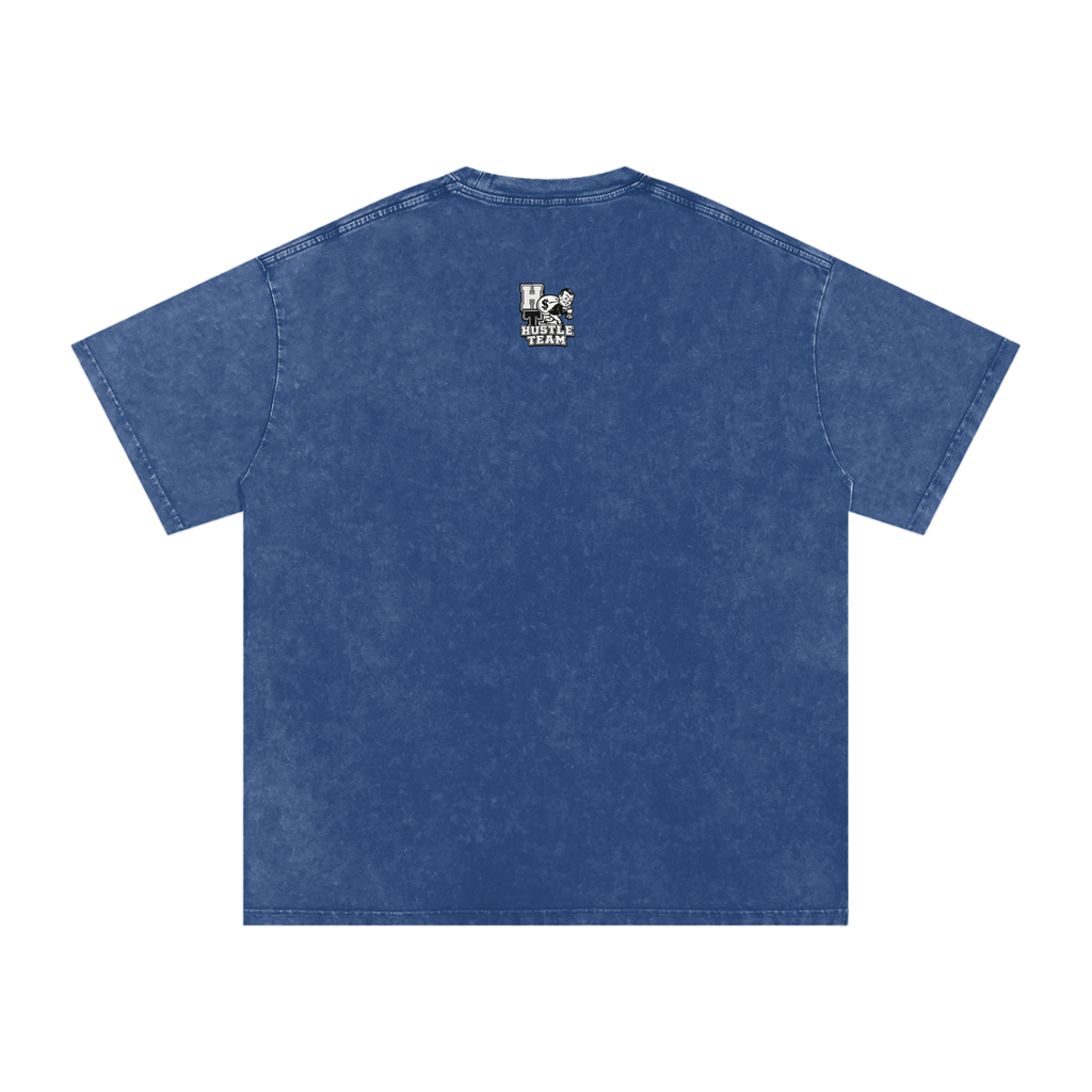 Hustle Team Logo Snow Washed Oversized Cotton T-Shirt